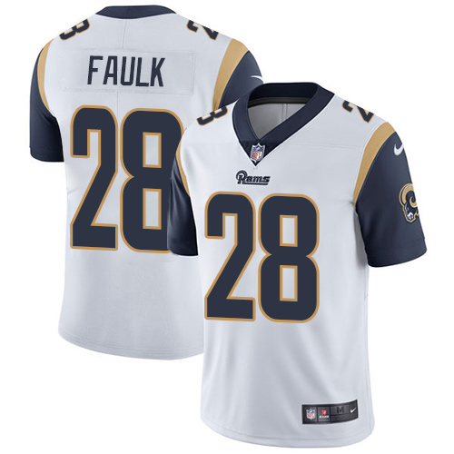 Nike Rams #28 Marshall Faulk White Men's Stitched NFL Vapor Untouchable Limited Jersey - Click Image to Close